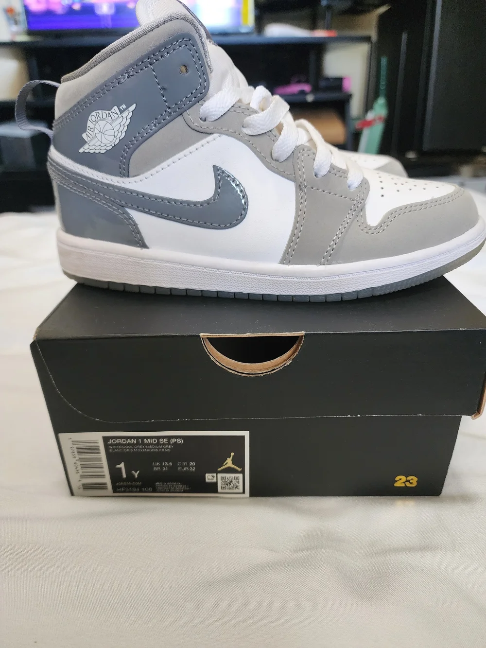 Air Jordan High Top Sneakers in White & Gray